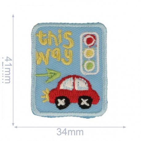 HKM Applicatie This way auto en verkeerslicht 34x41mm 10230619