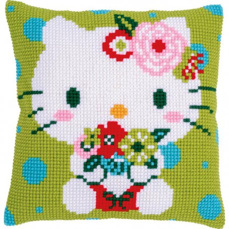 KRUISSTEEKKUSSEN KIT HELLO KITTY GREEN FLORAL PN-0205073