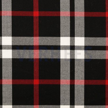TARTAN Blok Stretch 03036V Zwart-wit-rood groot 010