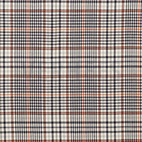 TARTAN Blok Stretch 03036V Ecru-Navy-Oranje 049