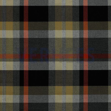 TARTAN Blok Stretch 03036V Grijs-Oranje-Zand 061