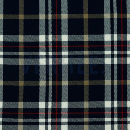 TARTAN Blok Stretch 03036V Navy-wit-Camel-Rood 064
