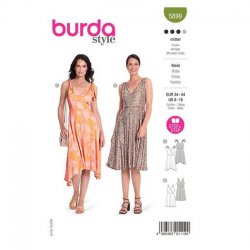 Burda 5899 Jurken van Katoen, stofmenging, Viscose of Zeide
