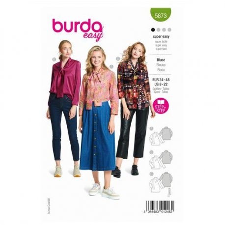 Burda 5873 Blouses van katoen, Viscose, Crepe, Zijde