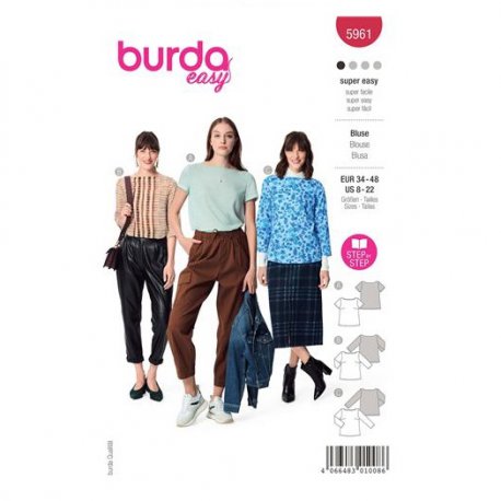 Burda 5961 Blouses van katoen, linnen, viscose, crepe of stofmenging