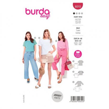 Burda 6010 Shirts van Jersey, Punta, Lycra