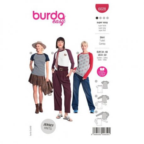Burda 6028 Shirts van Jersey, Punta, Lycra