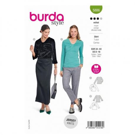 Burda 5886 Shirts van Jersey, Punta, Lycra