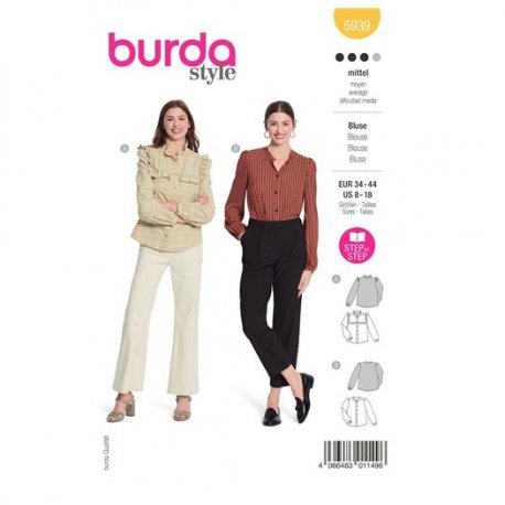 Burda 5919 Blouses Satijn, poplin, flanel, batist