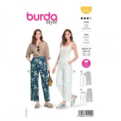 Burda 5902 Broeken van Gabardine, Poplin, Linnen
