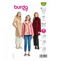 Burda 5871 Mantel van katoen, Satijn, Wol, leer (kunst)