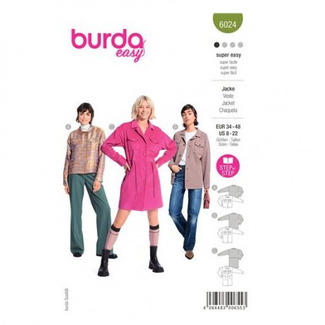 Burda 6024 jas van Wol, stofmenging, cord, Stepper
