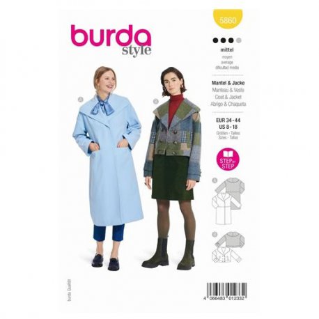 Burda 5860 Jas en Mantel van Wol, Tweed, Loden