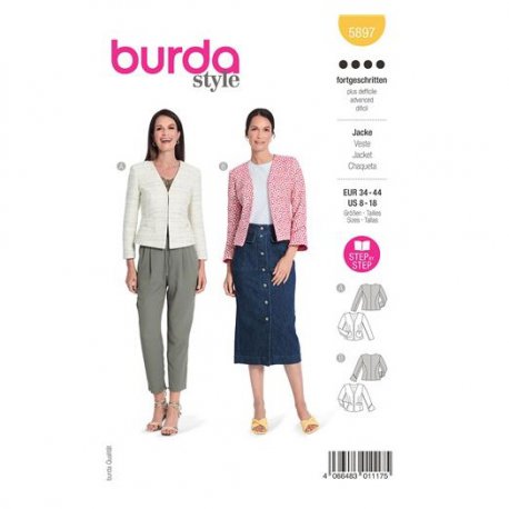 Burda 5897 Jas van jacquard, wol, stofmenging