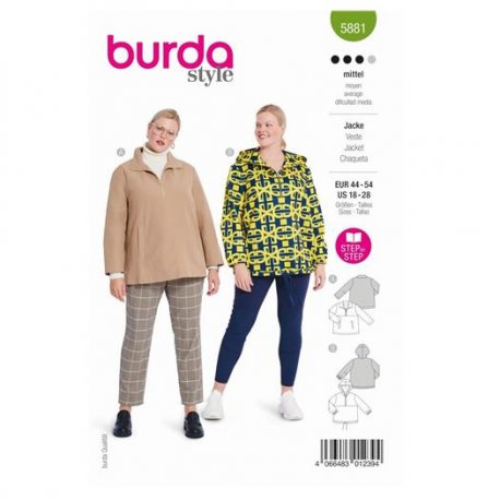 Burda 5881 Jas vam tricot, Jersey, Jogging, Poplin