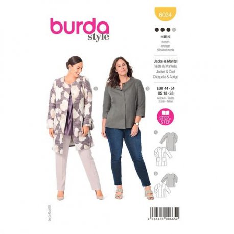 Burda 6034 Jasjes van Jacquard, Boucle, wol