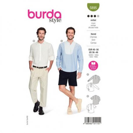 Burda 5895 Heren Blouses Katoen, stofmenging, linnen