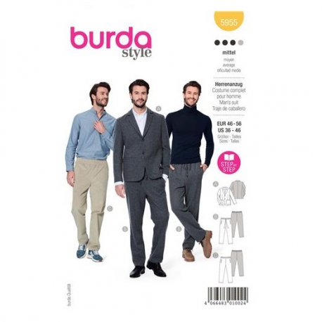 Burda 5955 Herenpak Stofmenging, cord, Jogging