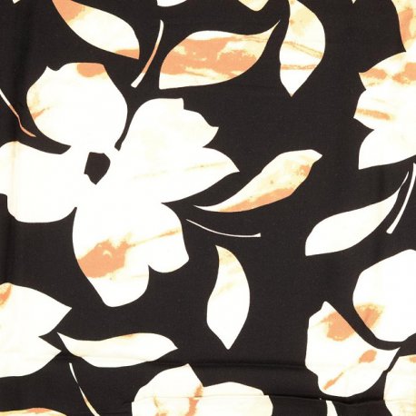 VISCOSE TWILL STOF BEDRUKT BLOEMEN 209459 Zwart 0003