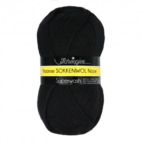 Sokkenwol. 100 Gr. Pendikte 3-4 mm. Kleur 6860 Zwart