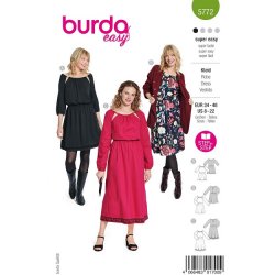 Burda 5772 Jurk van Poplin, viscose, Lyocell