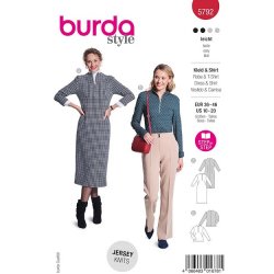 Burda 5792 Jurk en Top van Jersey, French Terry, Punti Roma