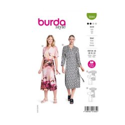 Burda 5844  Jurk van Viscose, crepe, katoen