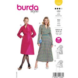 Burda 5767 Jurk van Katoen, stofmenging, Poplin, Taft