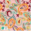 Geweven Katoen Viscose stof slub geprint Paisley Licht roze 23044/011