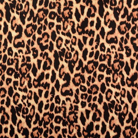 Viscose satijn stof met beige dierenhuid digitale print 211964.0001